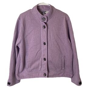 Laura Scott Button Front Cozy Jacket Purple Stand up Collar Size XL